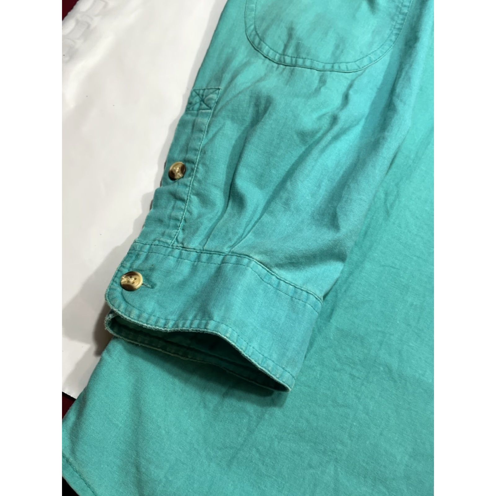 Vintage VINTAGE Cabela’s Aqua BLUE Shirt XL MEN Cotton Long Sleeve Cargo Pockets Button-Up Work Shirt Grunge 90s Dad Western Casual Men Size US XL / EU 56 / 4 - 7 Thumbnail