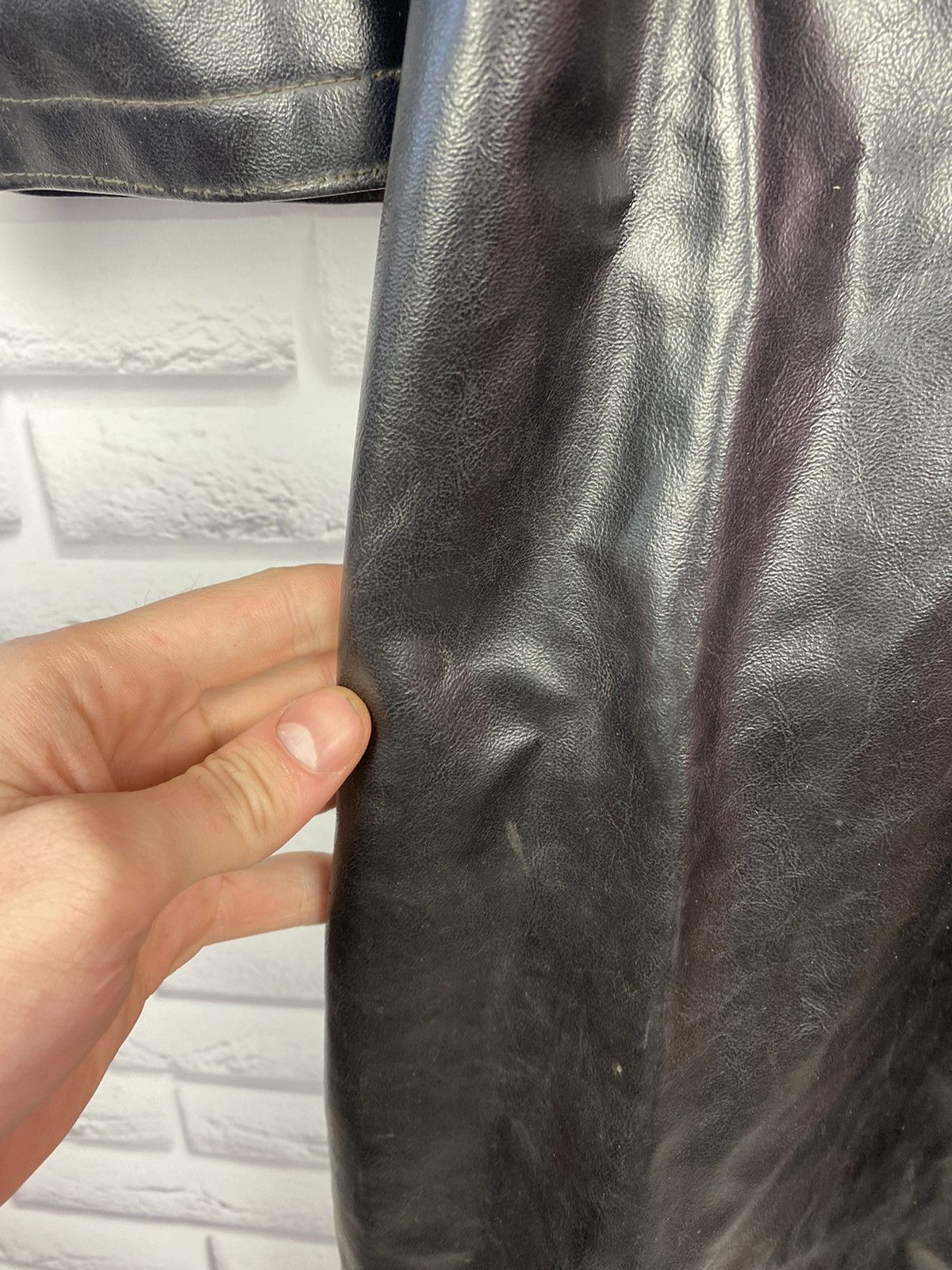 Leather Black vintage leather frock cape coat Size US L / EU 52-54 / 3 - 6 Thumbnail