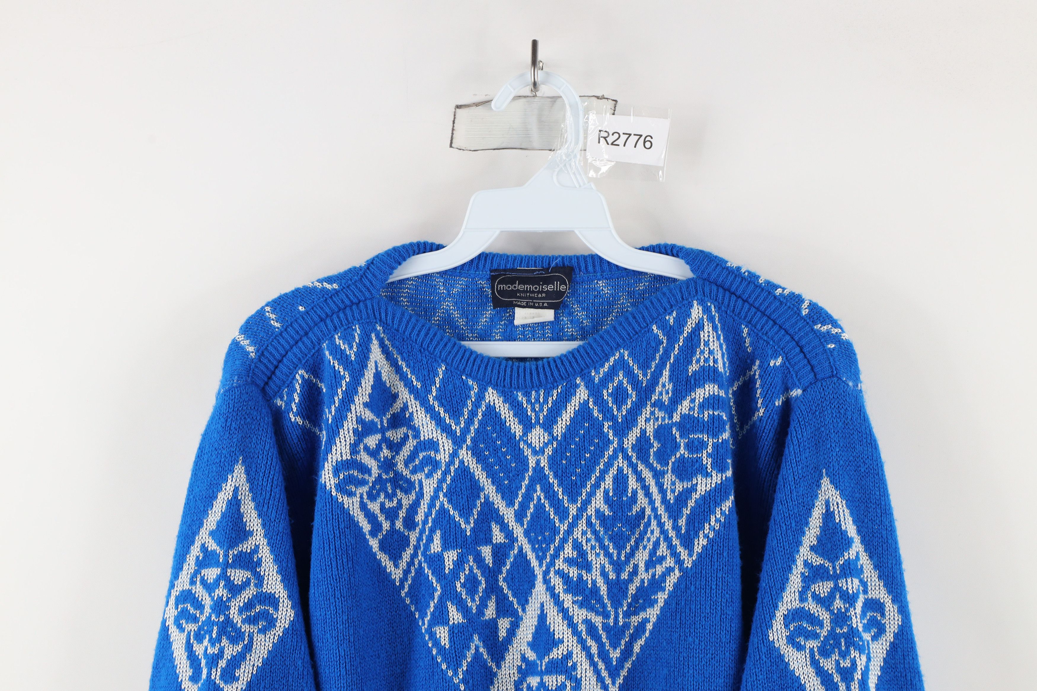 Vintage Vintage 80s 90s Streetwear Flower Knit Sweater Blue USA Size L / US 10 / IT 46 - 2 Thumbnail