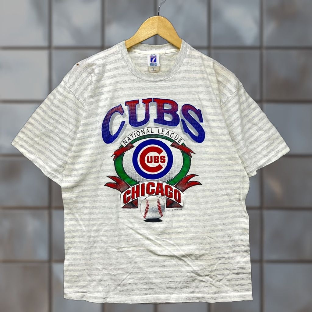 MLB VINTAGE 90s Chicago Cubs Single Stitch T-Shirt MLB Logo Large White Mens Size US L / EU 52-54 / 3 - 1 Thumbnail