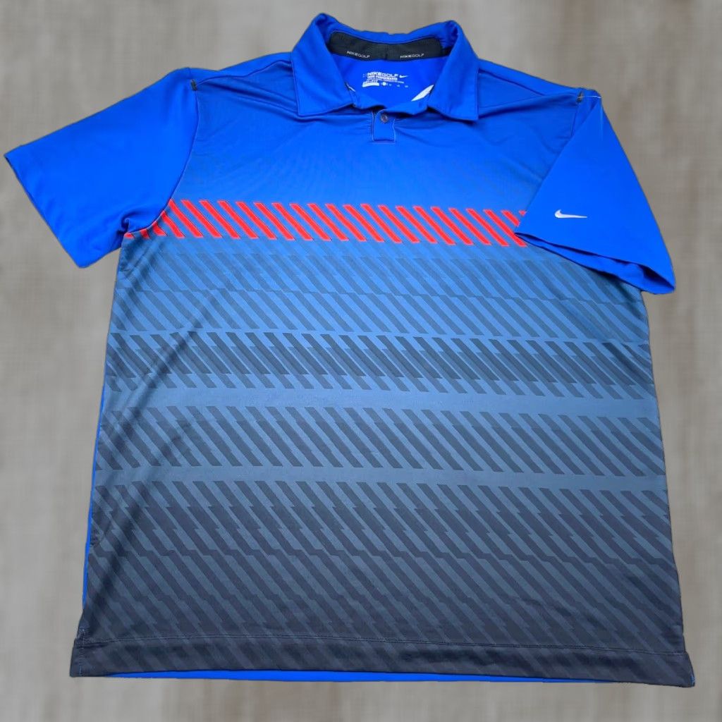 Nike Nike Golf Polo Shirt Men Blue Black Dri Fit Tour Performance Geometric Tennis Polo Shirt Nike Dri-Fit Modern Fit Logo Size US XL / EU 56 / 4 - 1 Thumbnail