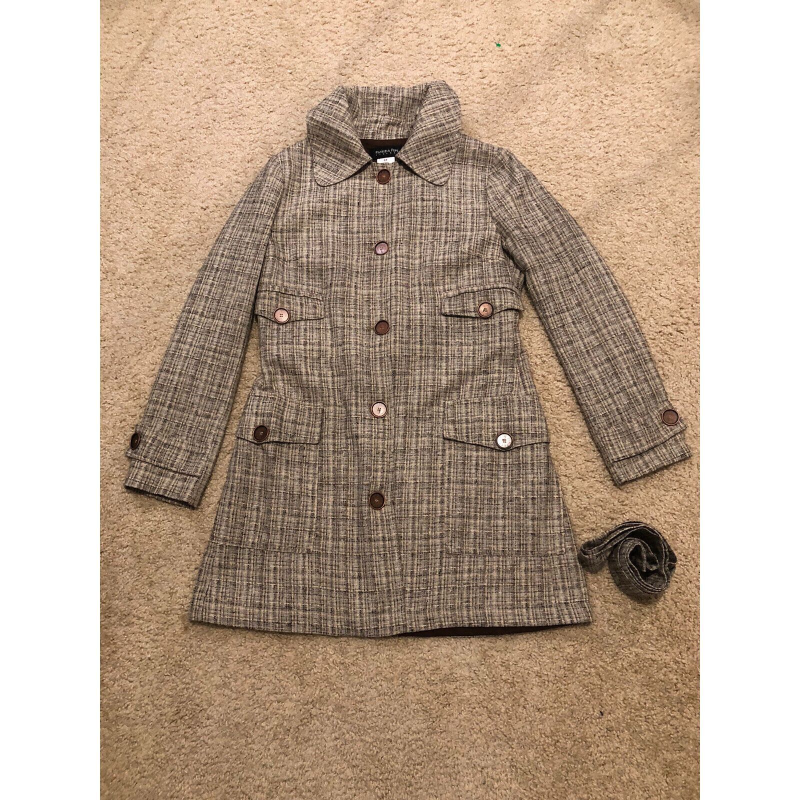 Patrizia Pepe Patrizia Pepe Beige/Brown Coat Cotton Blend Belted Size 44 I Size L / US 10 / IT 46 - 4 Thumbnail