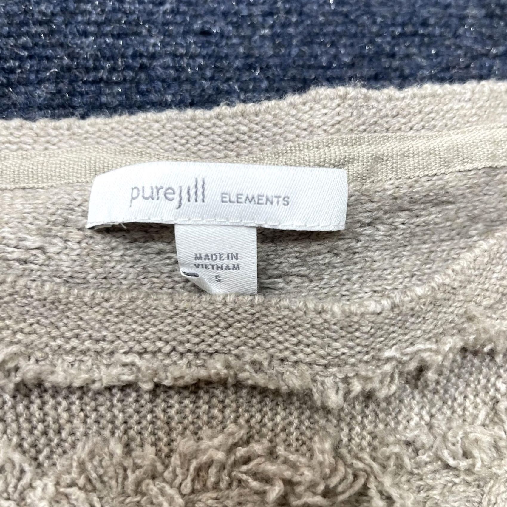 Vintage Pure Jill Sweater Womens Small Beige Fringe Short Sleeve Textured Knit Pullover Size S / US 4 / IT 40 - 2 Thumbnail