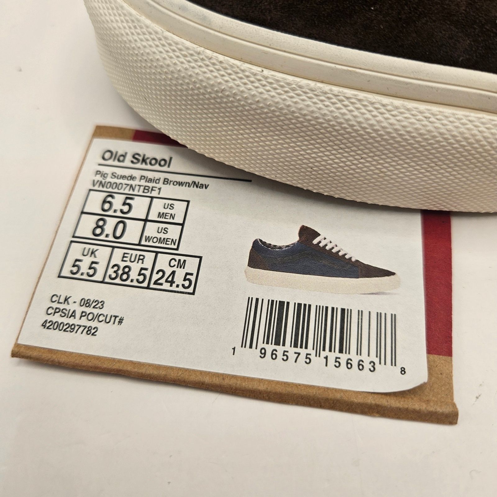 Vans VAN'S M6.5/W8 OLD SKOOL PIG SUEDE NAVY BROWN SNEAKER NWOB Size US 6.5 / EU 39-40 - 2 Thumbnail