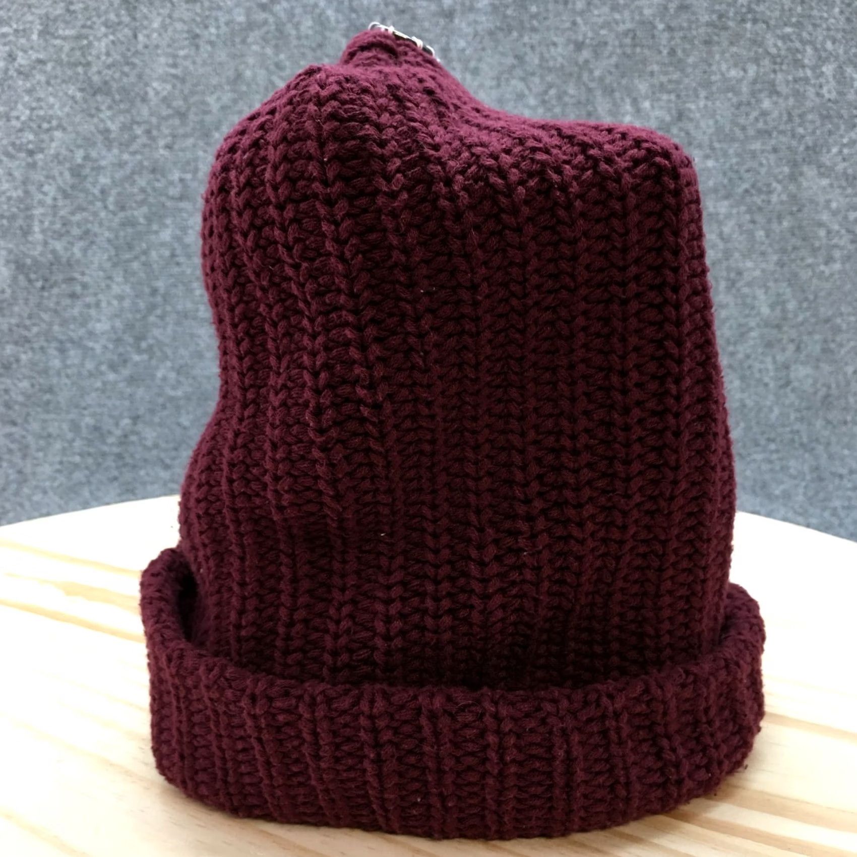 Vintage Love Your Melon Beanie Hat Womens Purple OS Adjustable Cuffed Pompom Knitted Size ONE SIZE - 4 Thumbnail