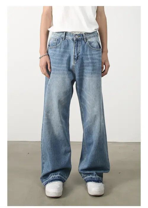 Japanese Brand × Jean Retro men's washed straight loose wide-leg jeans Size US 32 / EU 48 - 2 Thumbnail