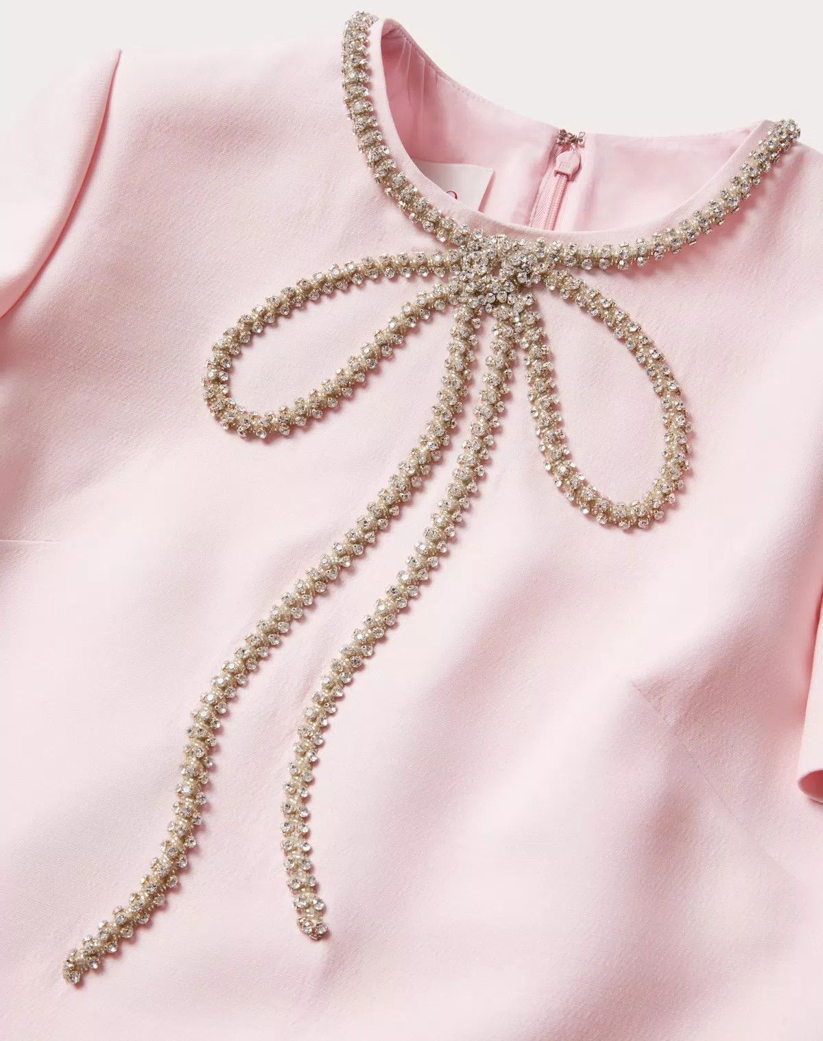 Valentino o1s1wg110625 Embroidered Crepe Short Dress in Pink/Silver Size S / US 4 / IT 40 - 7 Thumbnail