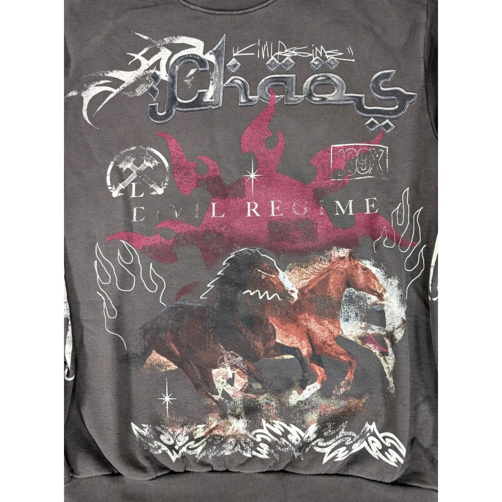 Vintage Civil Regime Crewneck Sweatshirt Mens Small Black Legion Of Chaos Horses Graphic Size US S / EU 44-46 / 1 - 2 Thumbnail