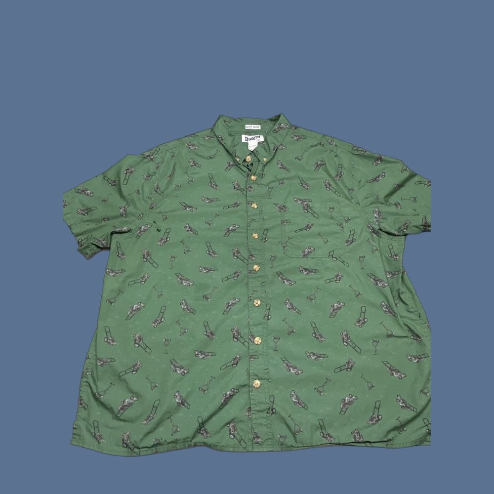 Duluth Trading Company Duluth Trading Untucked Shirt Mens 2Xl Tall Relaxed S/S Lawn Mower Print Cotton Size US XXL / EU 58 / 5 - 1 Thumbnail