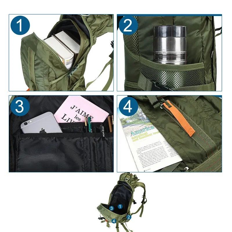 Designer × Vintage Nylon Waterproof Backpack Climbing Travel Lightweight Hiking Size ONE SIZE - 5 Thumbnail