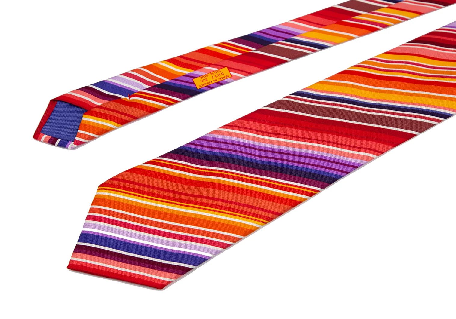 Hermes Colorful Regimental Tie in Multicolor Size ONE SIZE - 4 Thumbnail