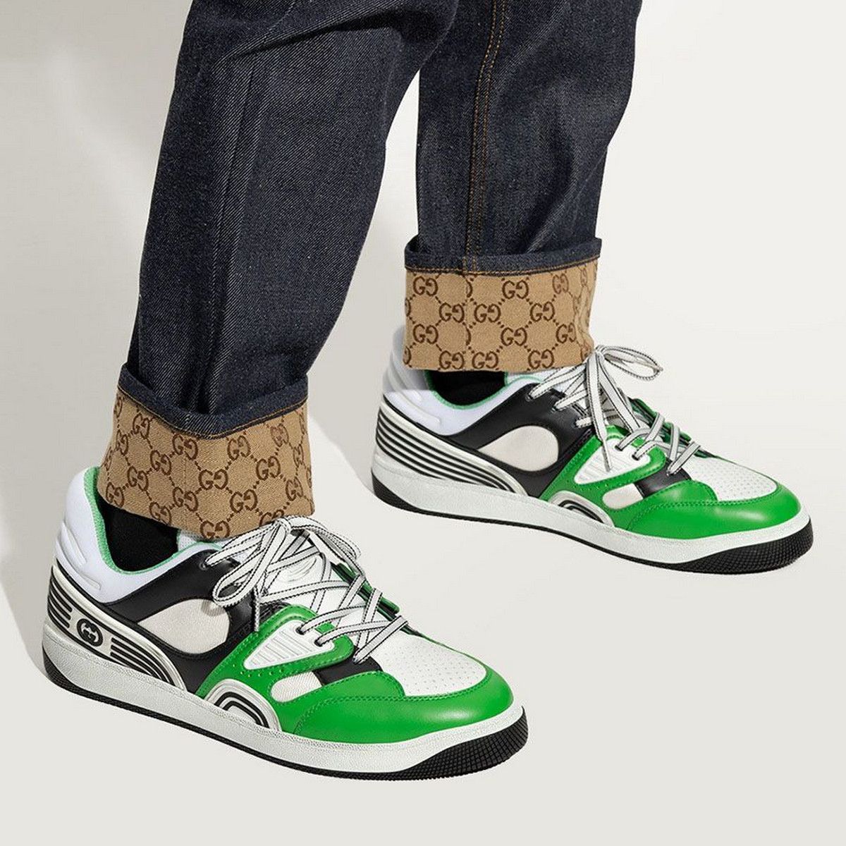 Gucci GUCCI Basket Green Demetra white green low top sneakers 9 Size US 9 / EU 42 - 4 Thumbnail