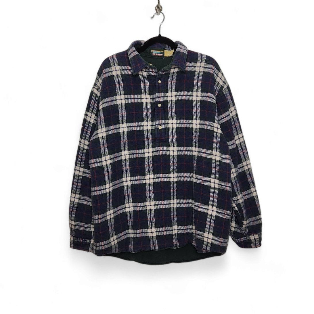 L.L. Bean Vintage LL Bean Double Lined Fleece Flannel Henley Polo Top Size US M / EU 48-50 / 2 - 1 Thumbnail