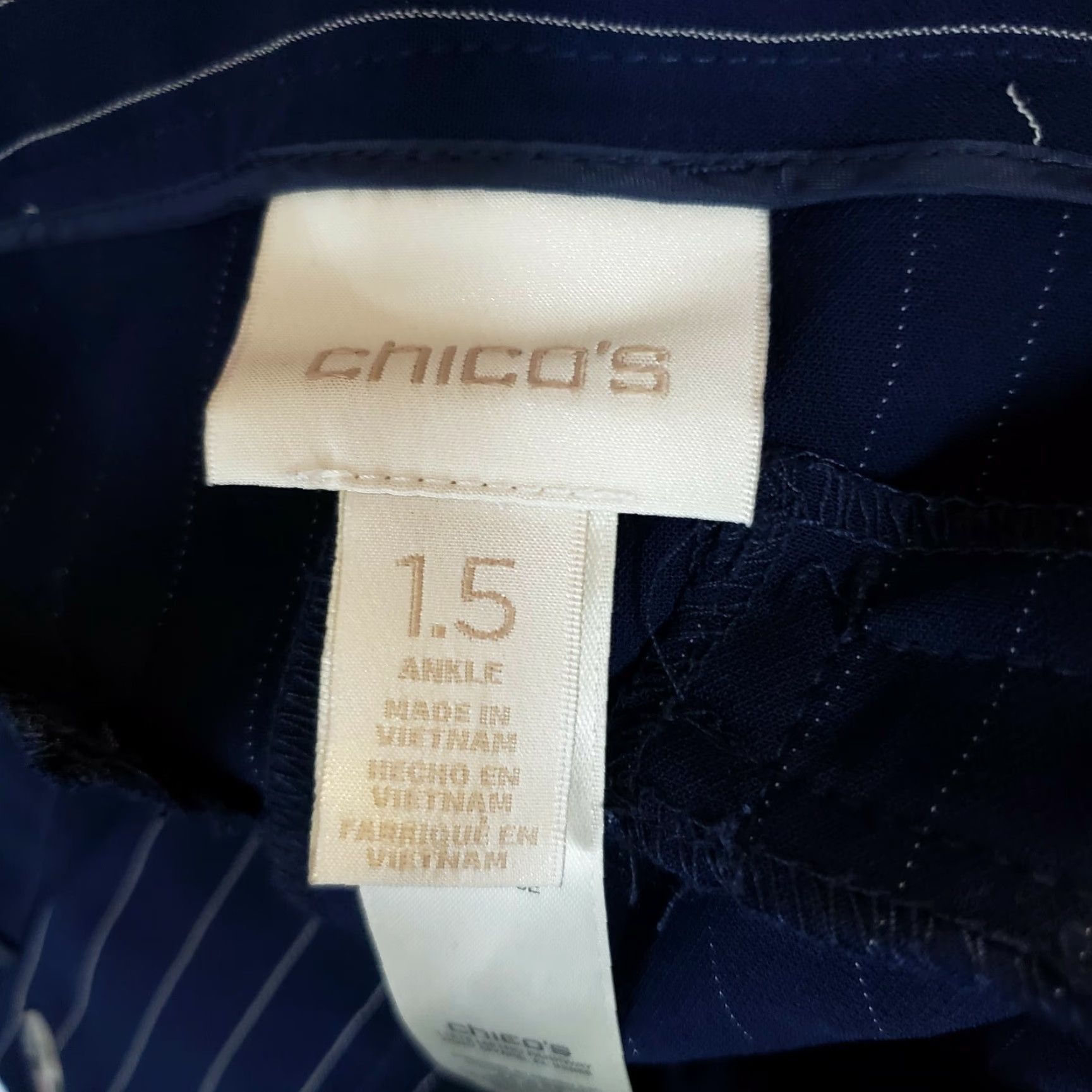 Vintage Chico's Womens Ankle Pants Sz 10 Blue White Striped High Rise Size 32" / US 10 / IT 46 - 6 Thumbnail
