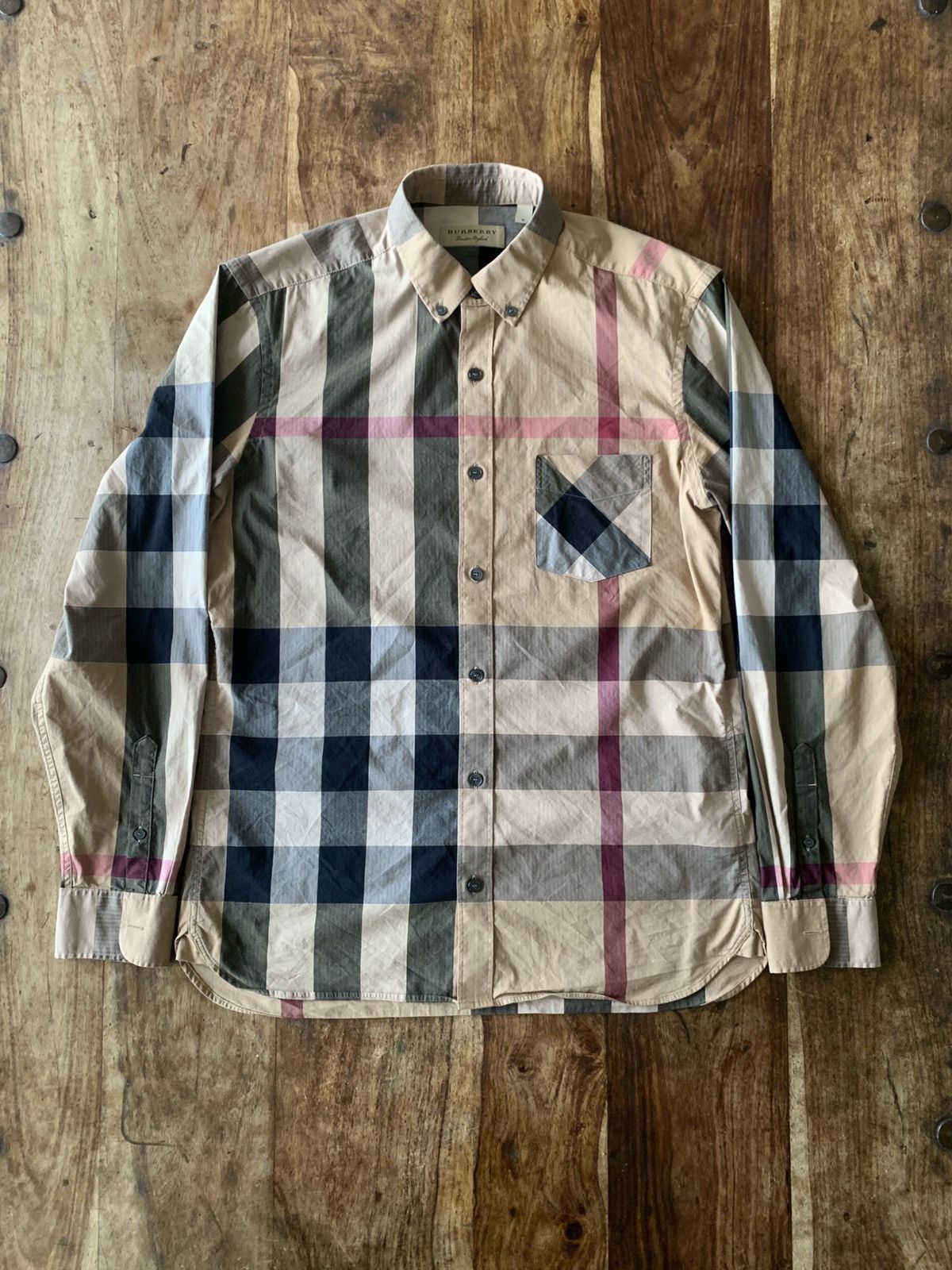 Burberry Vintage Burberry London Classic Tan Checkered Shirt Size US M / EU 48-50 / 2 - 1 Thumbnail