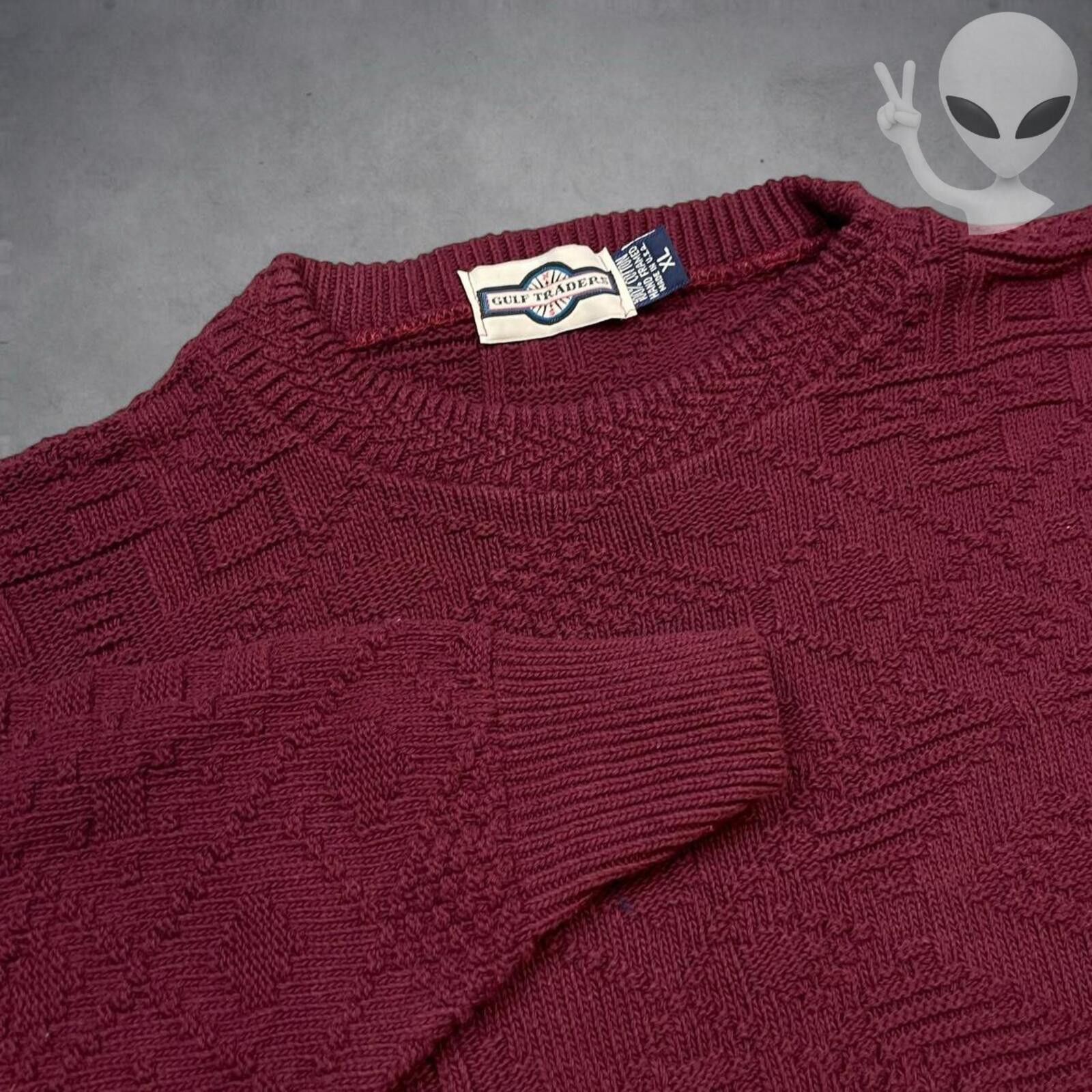 Other Knit Sweater XL Burgundy Textured 80s Hand Framed USA Size US XL / EU 56 / 4 - 1 Thumbnail