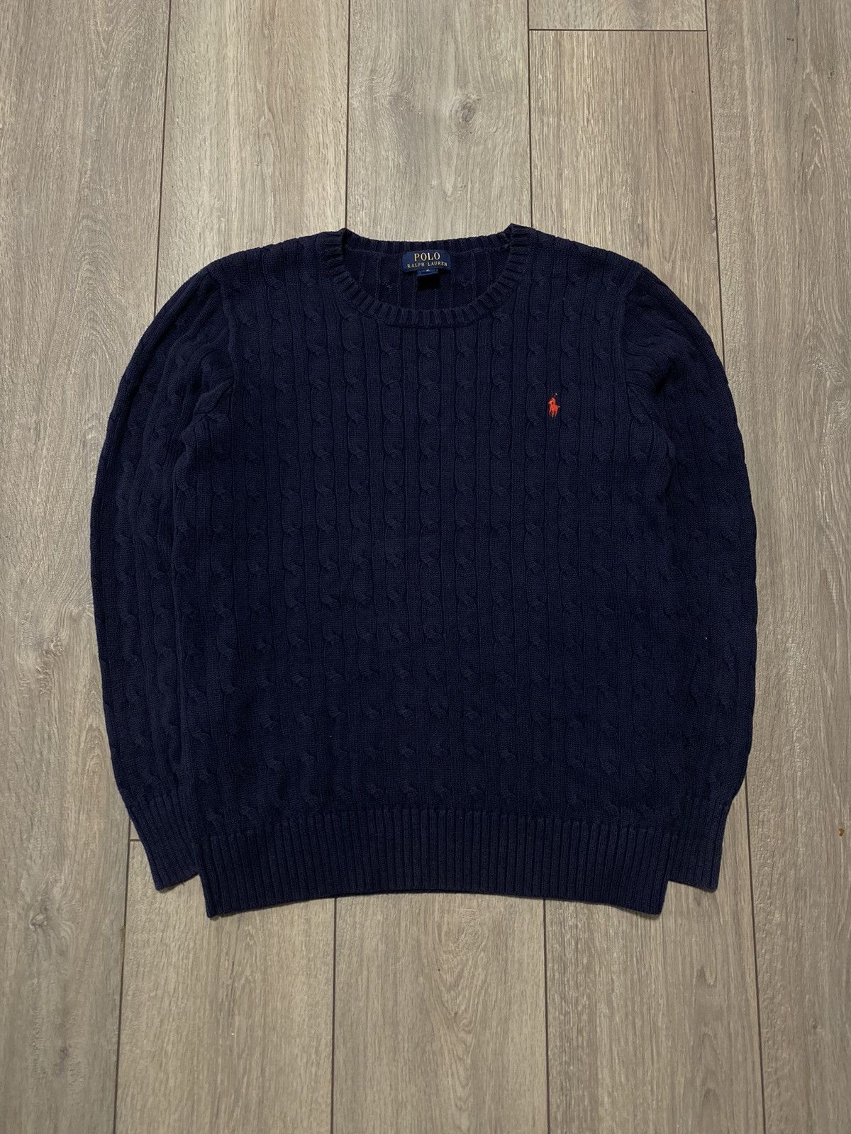 Polo Ralph Lauren Vintage Polo Ralph Lauren Sweater Cable Knit Blue Pullover Size US M / EU 48-50 / 2 - 1 Thumbnail