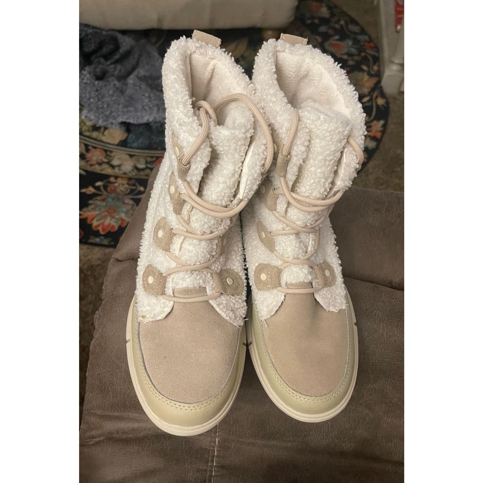 SOREL Sorel Women’s Cream Gray Explorer II Joan Cozy Boots 9.5 Size US 9.5 / IT 39.5 - 2 Thumbnail