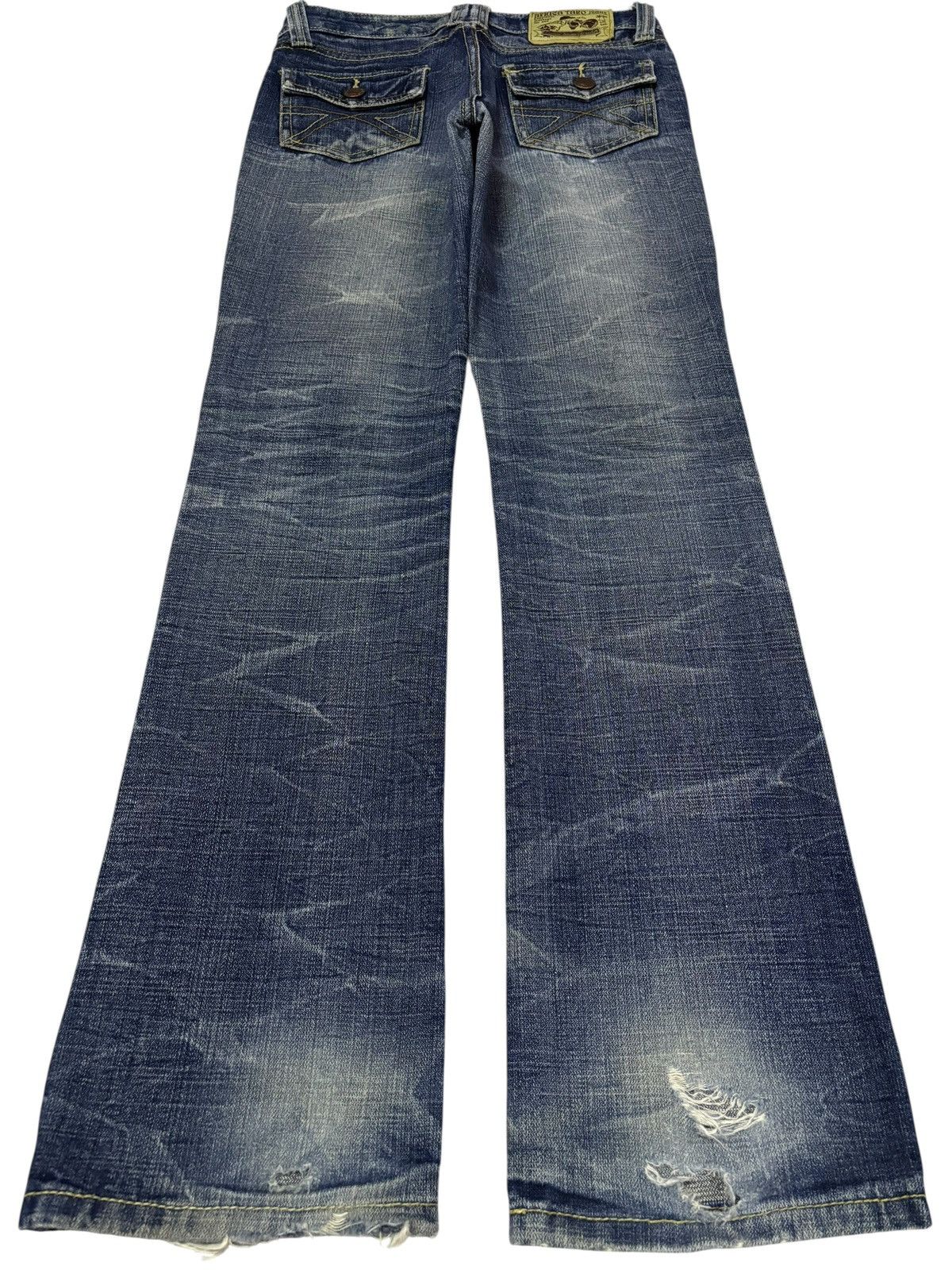 Japanese Brand Vtg Africa Taro Japan Flare Honeycomb Faded Distressed Jeans Size US 28 / EU 44 - 2 Thumbnail