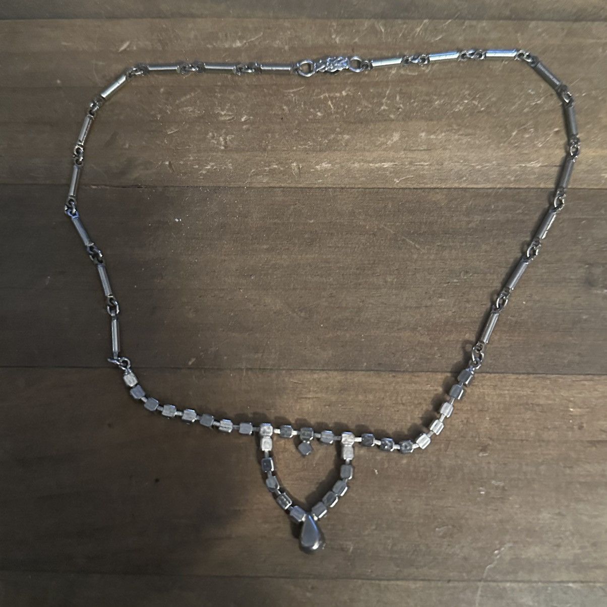 Vintage Vintage silver tone rhinestone chain necklace Size ONE SIZE - 4 Thumbnail