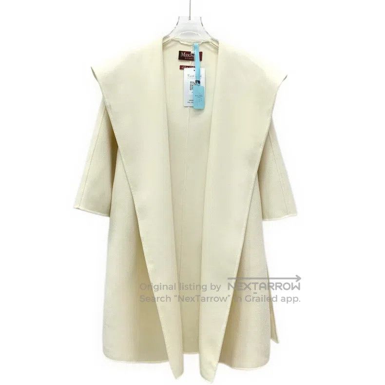 Max Mara Max Mara Beige Wool Melton Hooded Long-Sleeve Belted Coat Size XS / US 0-2 / IT 36-38 - 1 Thumbnail