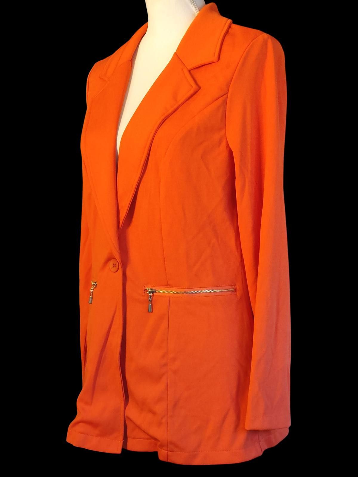 Other GENHOO Women's Orange Blazer with Zipper Pockets Size M / US 6-8 / IT 42-44 - 5 Thumbnail