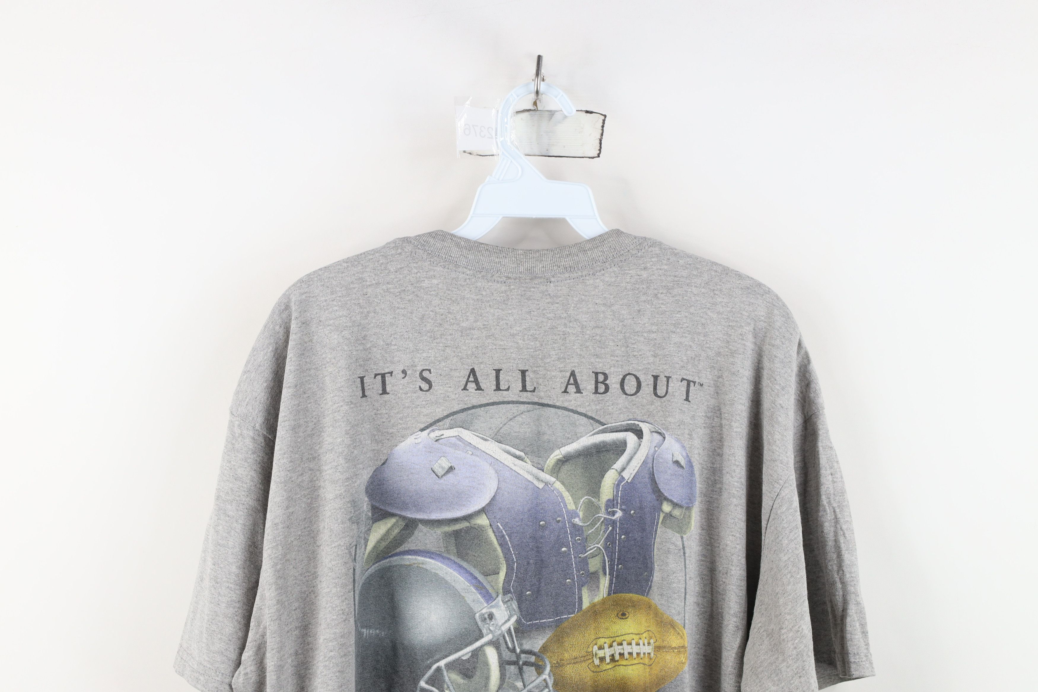 Vintage Vintage Y2K Spell Out It's All About Football T-Shirt Gray Size US XL / EU 56 / 4 - 15 Thumbnail
