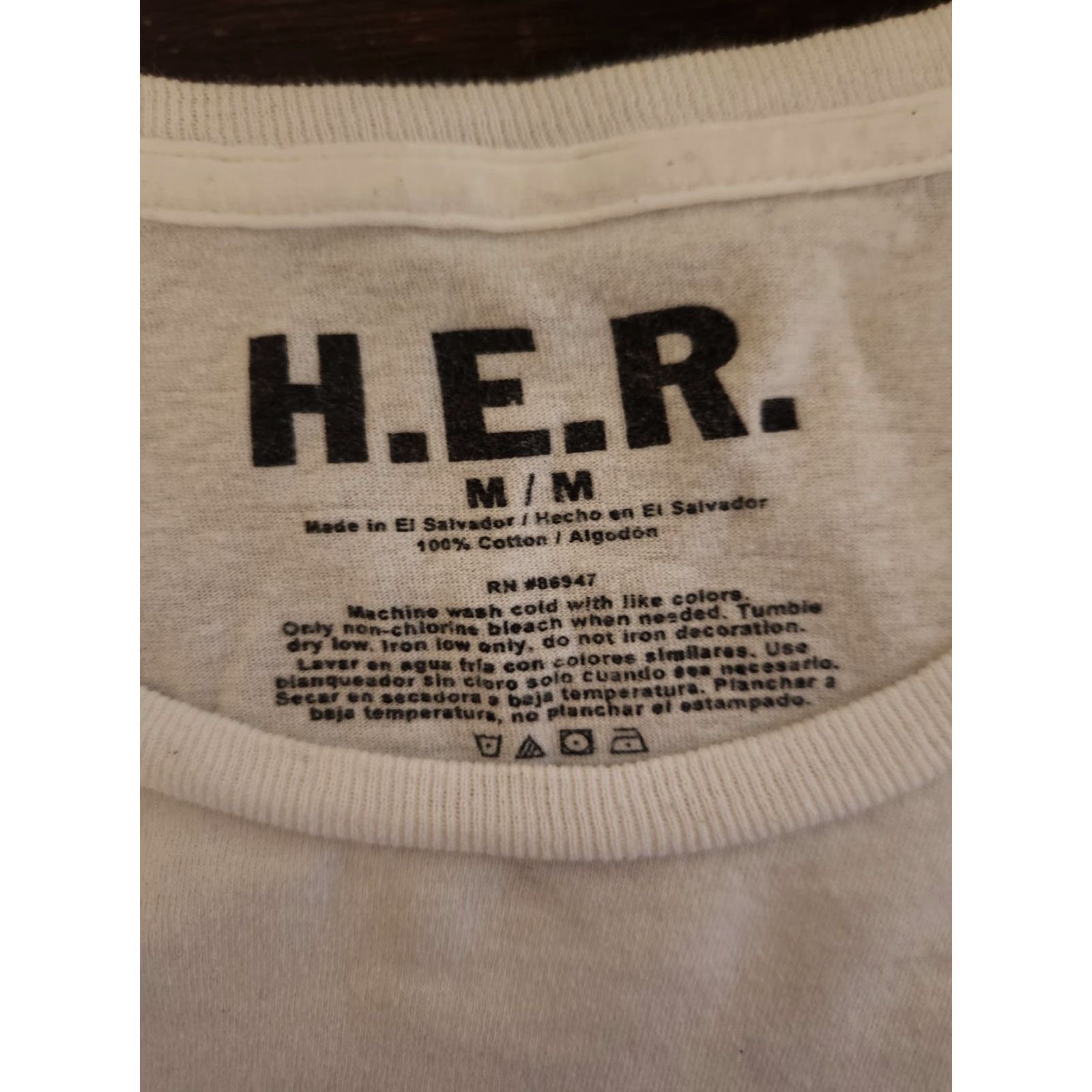 Vintage H.E.R. T Shirt Adult Medium White Cotton Crew Neck Short Sleeve Tee Size US M / EU 48-50 / 2 - 2 Thumbnail