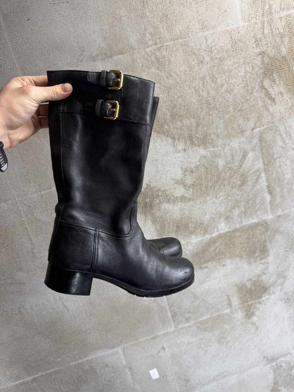 Leather × Prada AUTH LUXURY PRADA BOOTS 3W5356 Black SOFT B DEER SKIN Size US 9 / IT 39 - 7 Thumbnail