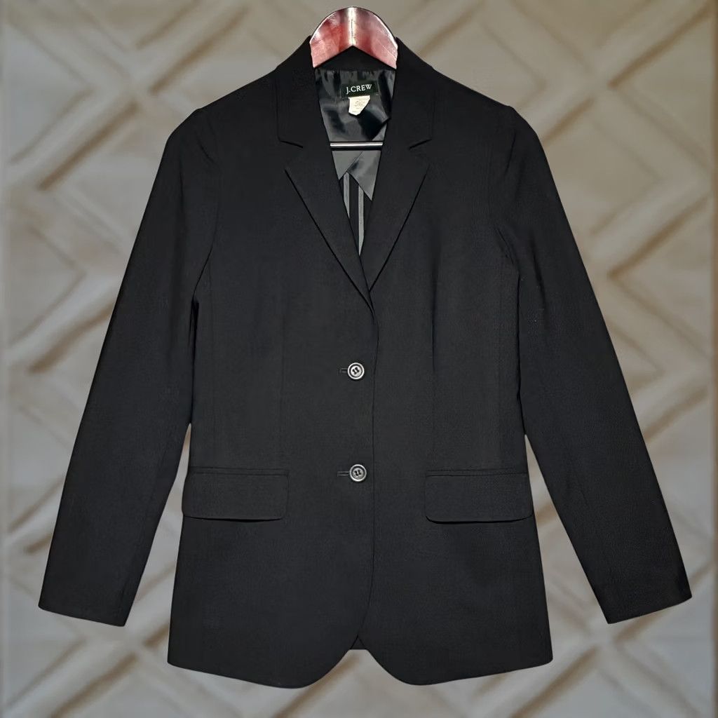 J.Crew J.Crew Women's Black Blazer Jacket Wool Blend Two Button 0 Size XS / US 0-2 / IT 36-38 - 1 Thumbnail