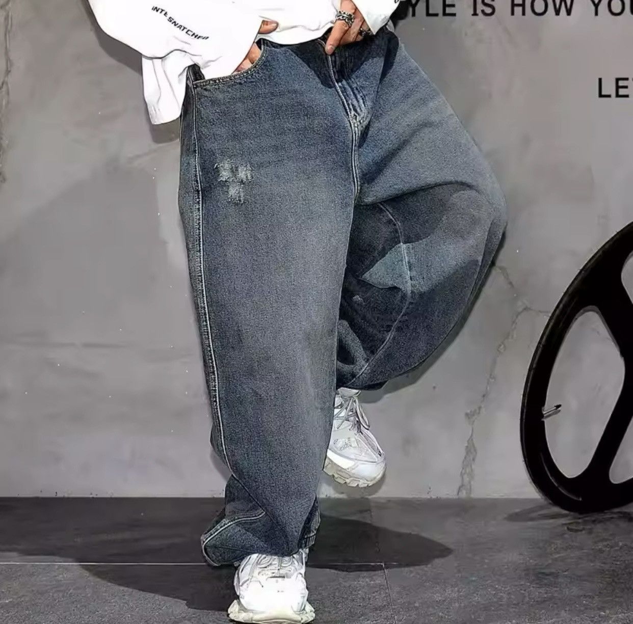 Japanese Brand × Vintage High Quality Hip Hop Stacked Baggy Jeans Size US 32 / EU 48 - 2 Thumbnail