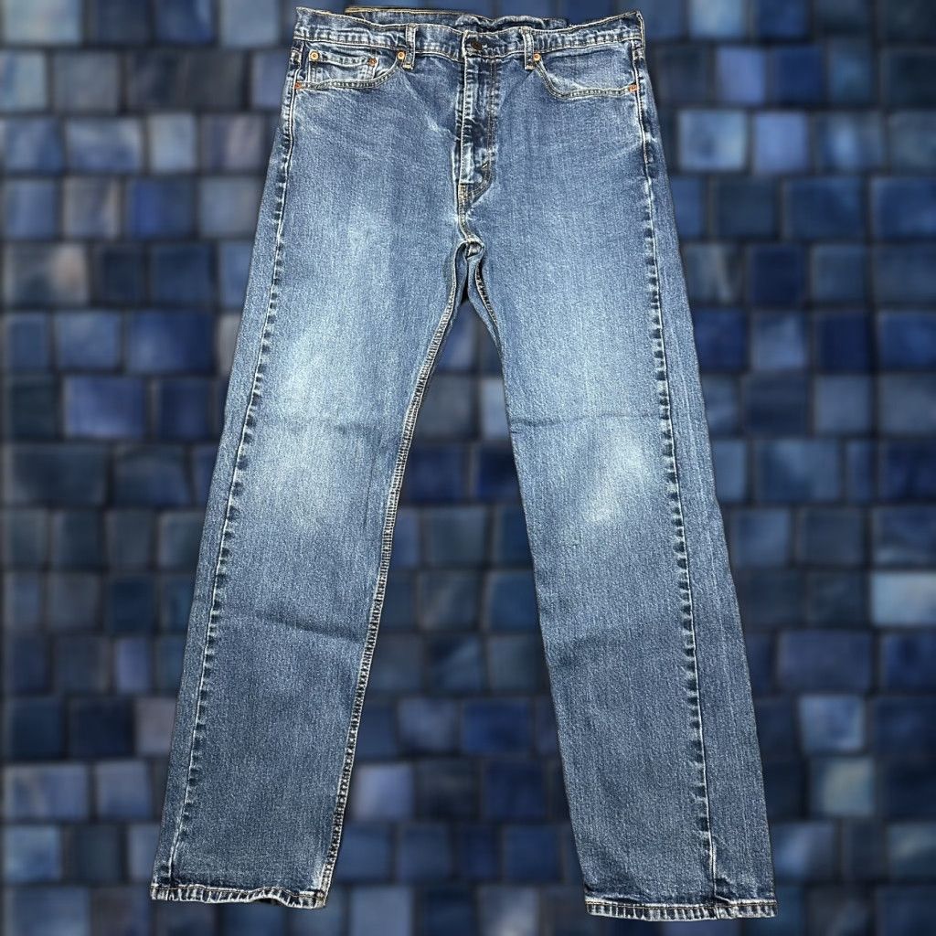 Levi's Levi's 505 Jeans Mens 38 Medium Wash Cotton Stretch 5-Pocket Straight Leg Jeans Men's Regular Blue 90s Modern Leather Logo Size US 38 / EU 54 - 1 Thumbnail