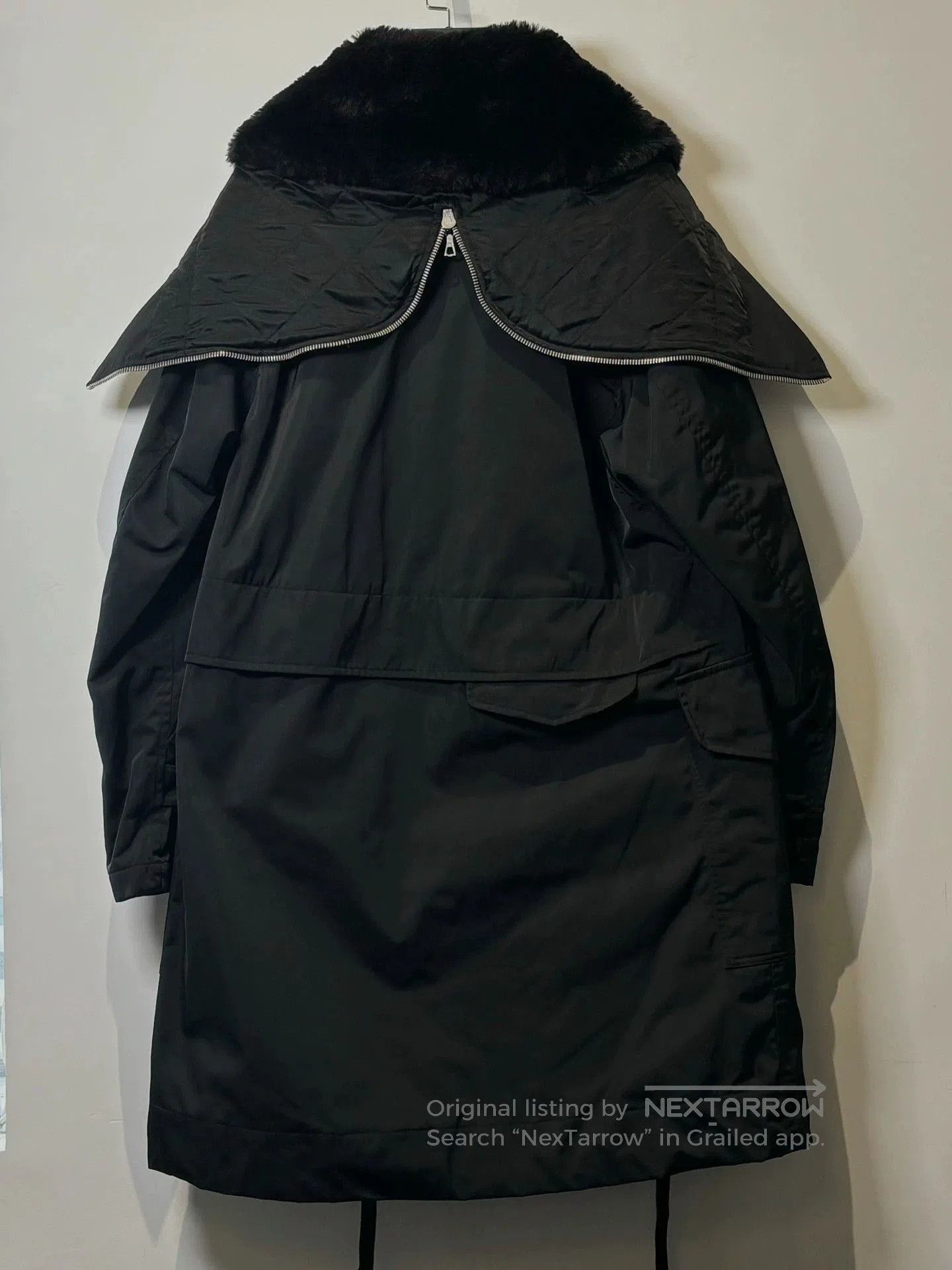 Dries Van Noten Black Heavy Coat with Fur Collar . Size US S / EU 44-46 / 1 - 5 Thumbnail