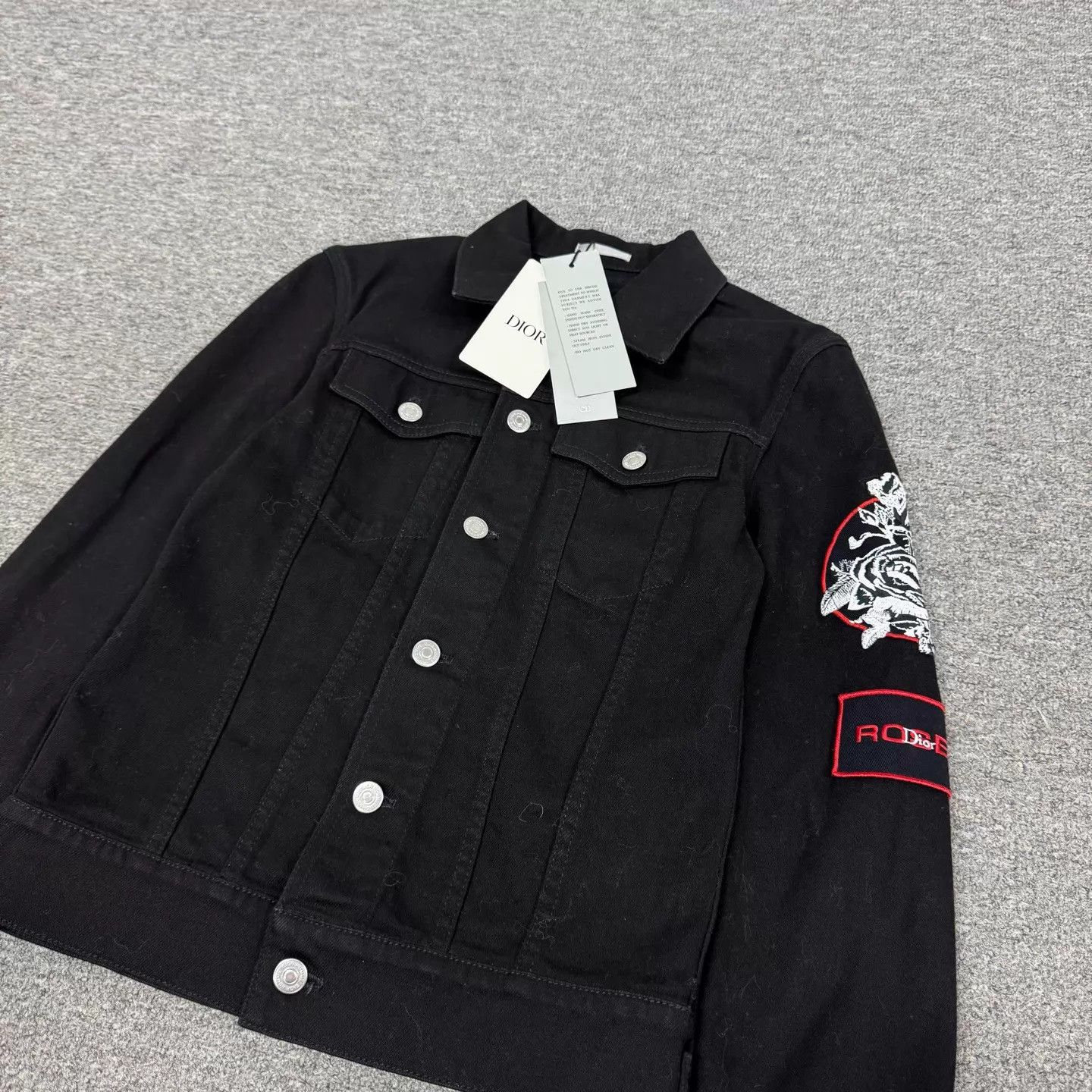 Dior Dior Rose Embroidered Badge Denim Jacket Black Size US XS / EU 42 / 0 - 3 Thumbnail