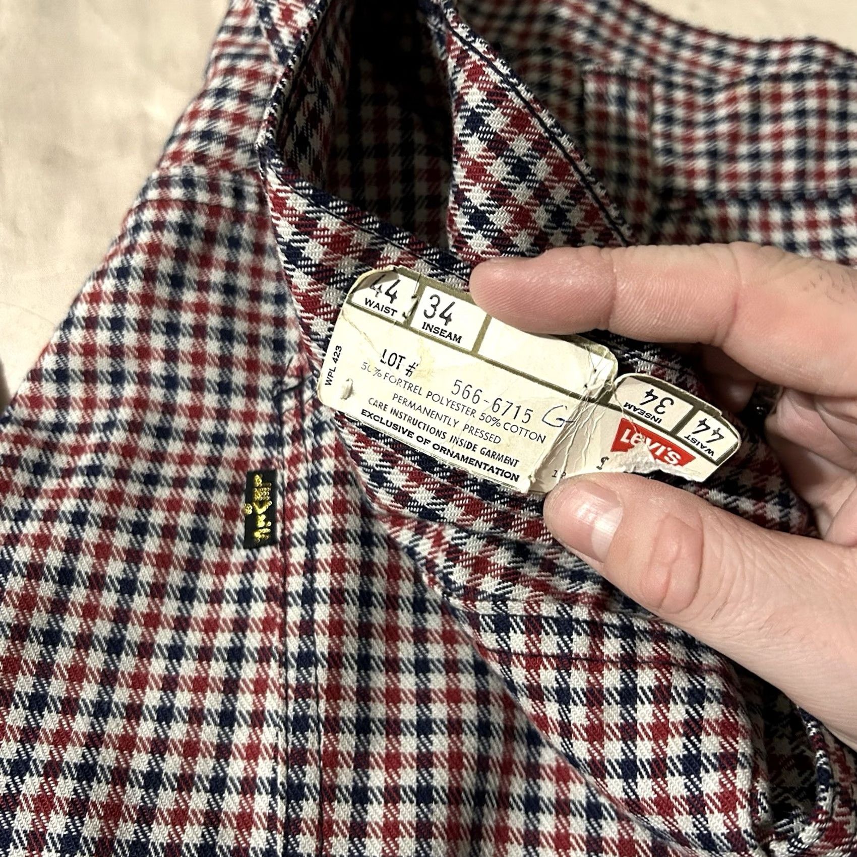 Levi's VINTAGE Levi’s Plaid Big E Bell Bottom Pants 44X34 NWT 1970s Mens Womens Size US 44 / EU 60 - 4 Thumbnail