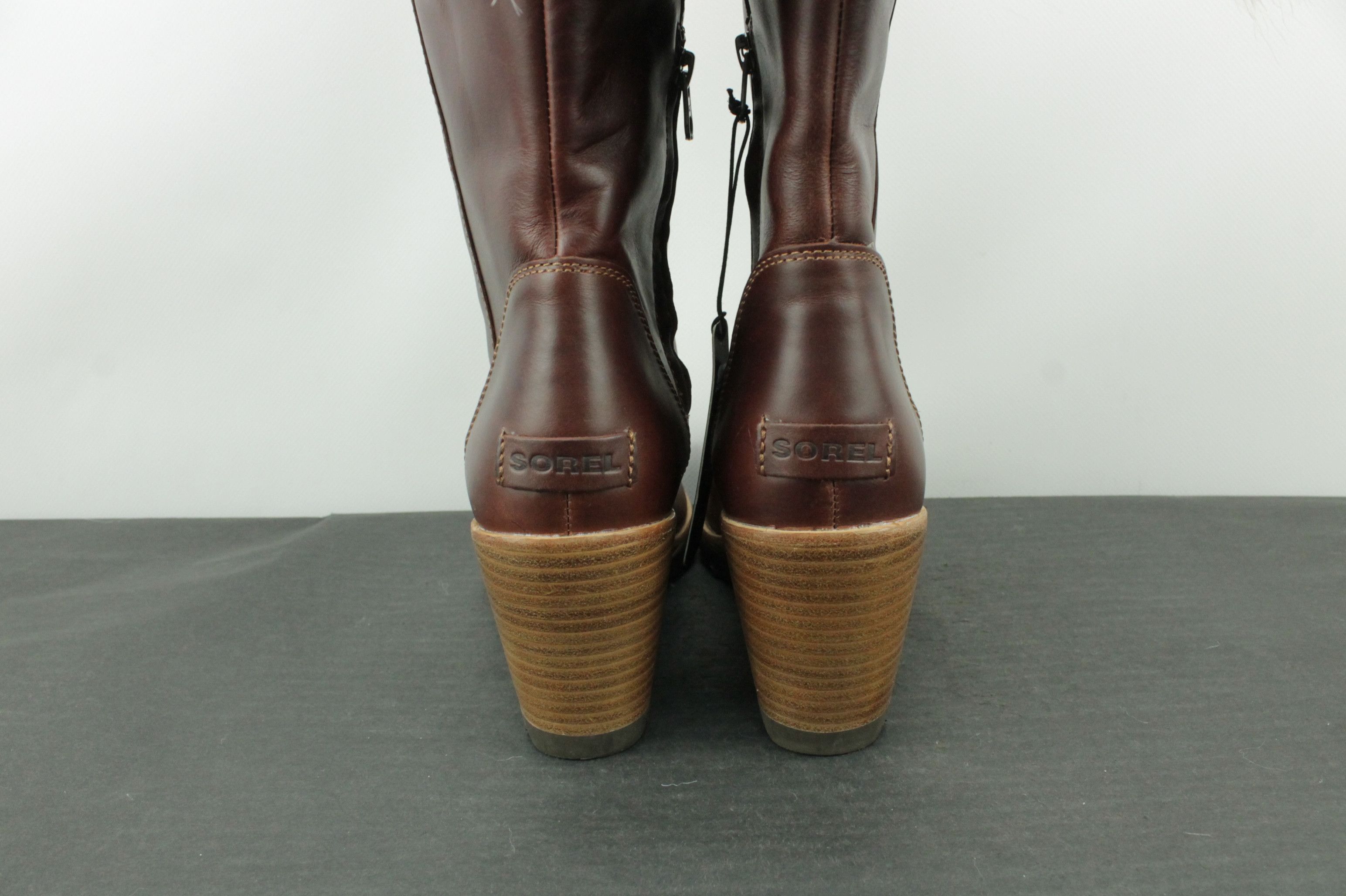SOREL Sorel Park City Lux Brown Leather Wedge Booties Faux Fur Size US 8 / IT 38 - 8 Thumbnail