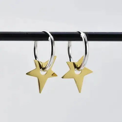 Other Stainless Steel Gold Star Hoop Earrings for Men Women Size ONE SIZE - 2 Thumbnail