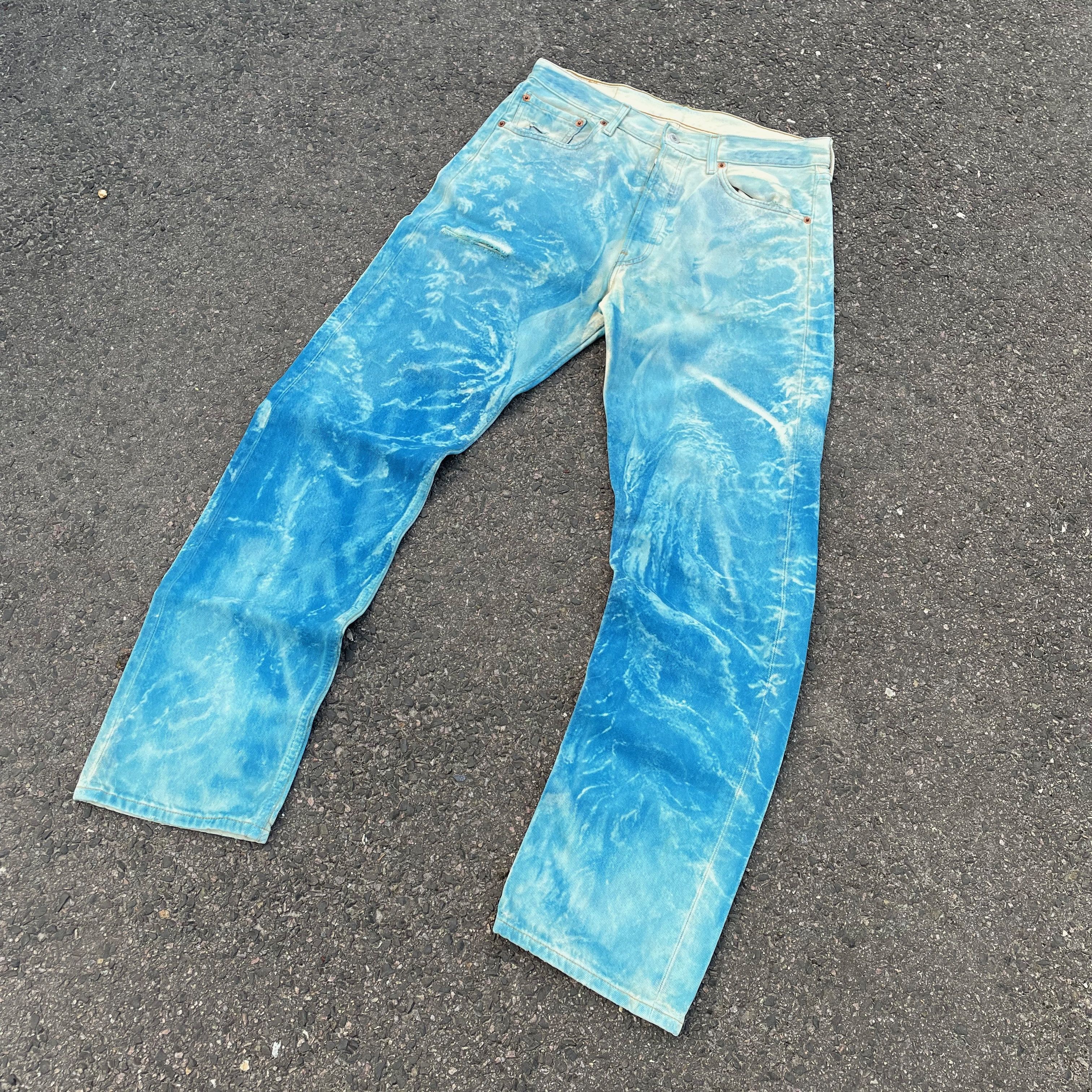 Levi's Custom Levi’s 32x32 Blue Art Print Jeans Y2K Grunge Size US 32 / EU 48 - 3 Thumbnail