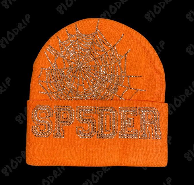 Sp5der Sp5der Rhinestone Web Beanie - Orange Size ONE SIZE - 1 Thumbnail