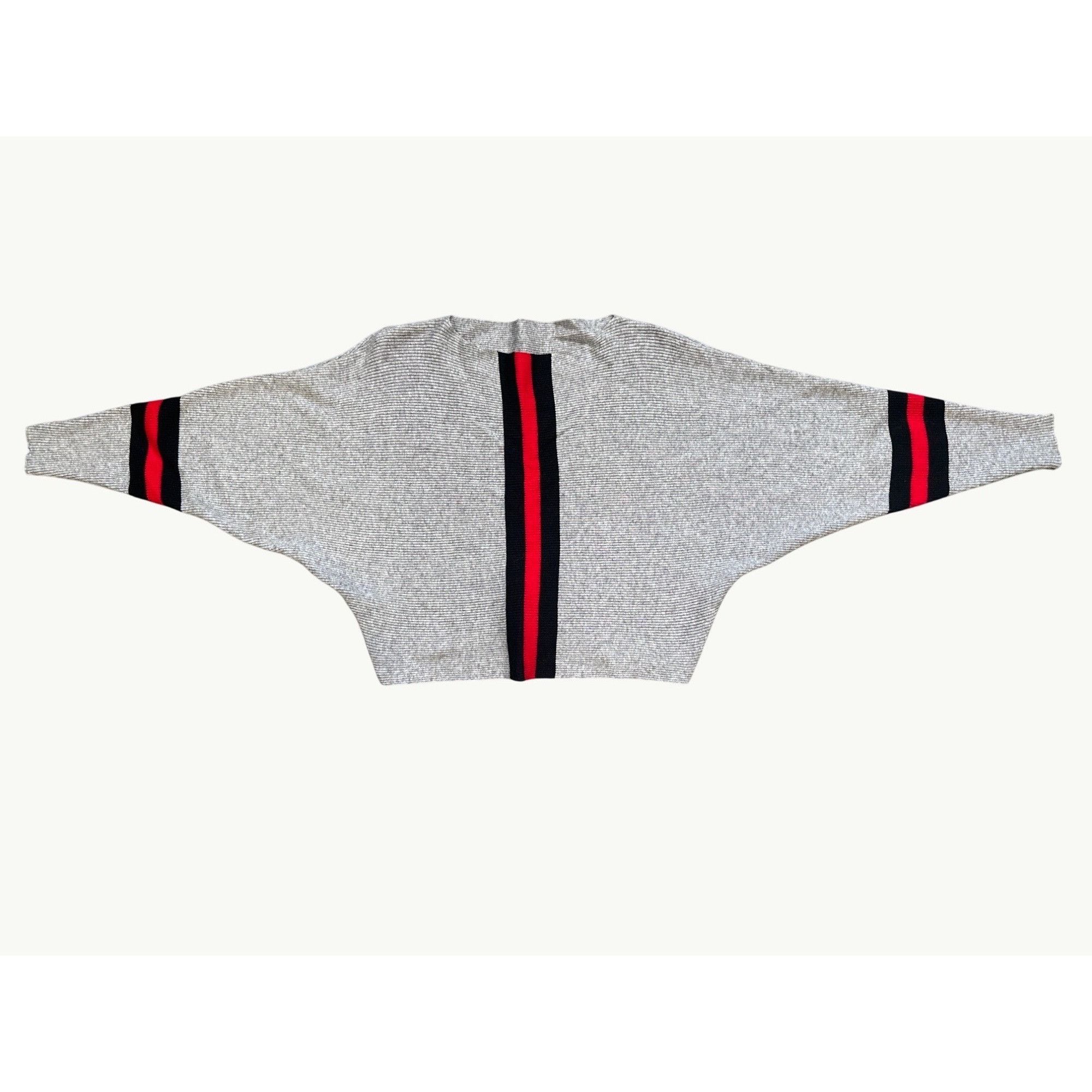 Other CCC Gray Batwing Crop Top Sweater Red Black Stripes Chic Sty Size M / US 6-8 / IT 42-44 - 7 Thumbnail