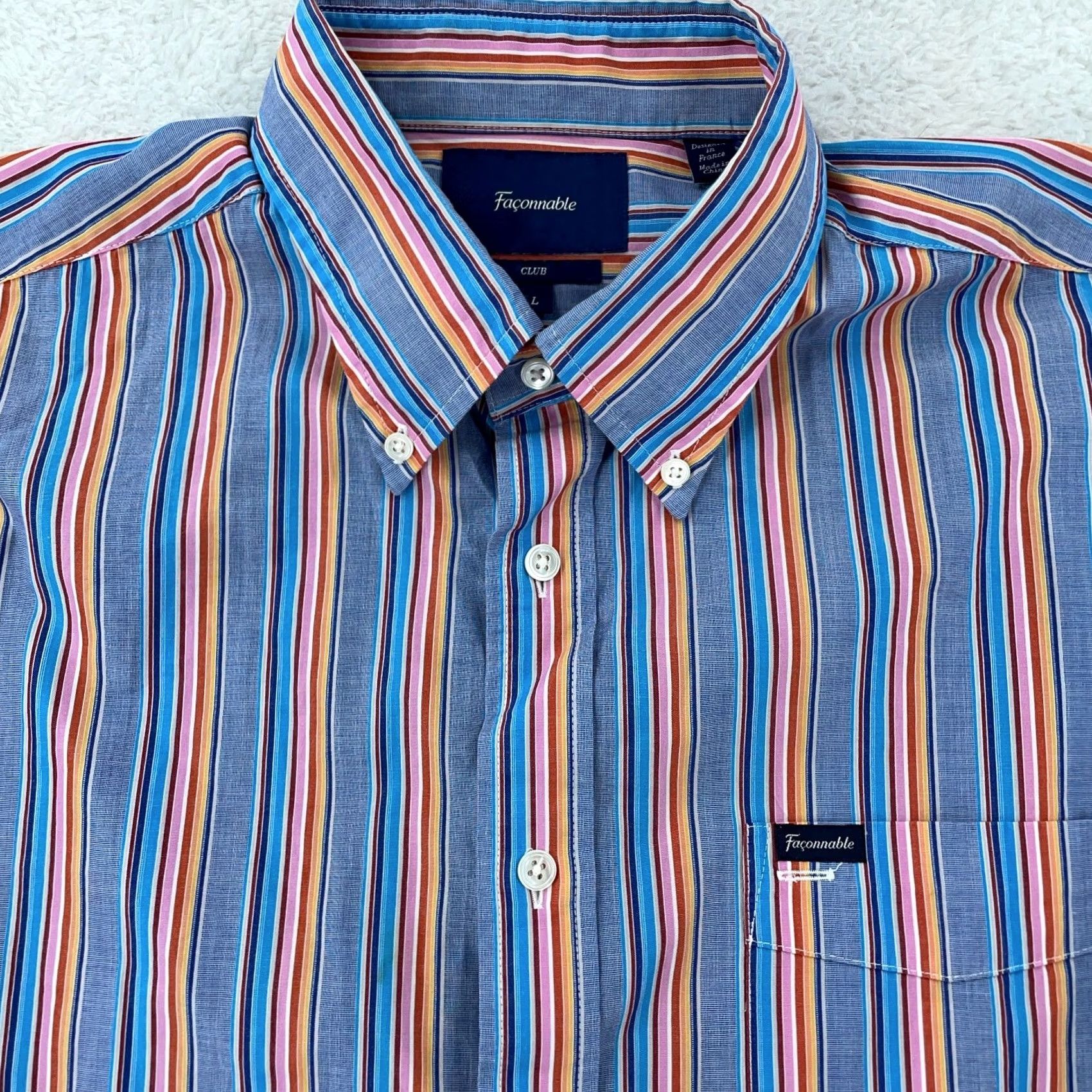 Faconnable Faconnable Shirt Mens L Colorful Striped Long Sleeve Collared Button-Down Size US L / EU 52-54 / 3 - 2 Thumbnail