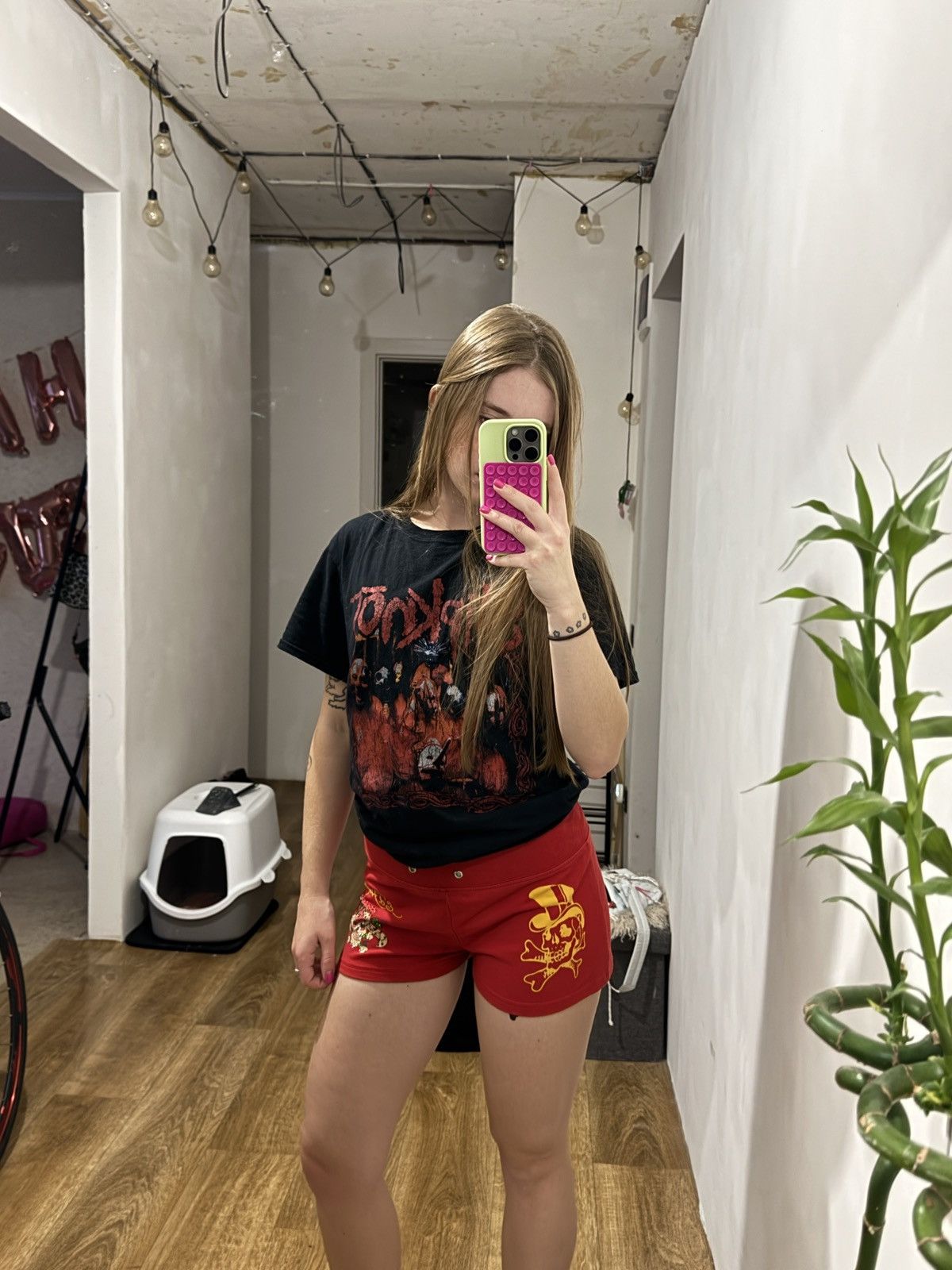 Ed Hardy VINTAGE ED HARDY BY CHRISTIAN AUDIGIER MINI RED SHORTS Size 29" - 6 Thumbnail