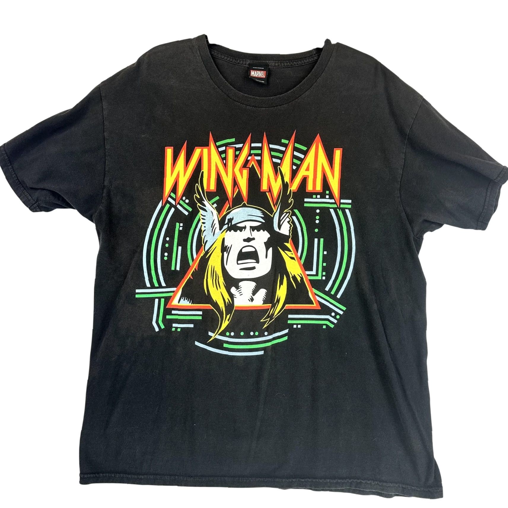 Vintage Marvel Thor Wing Man Shirt Mens XL Black Graphic T-Shirt Mad Engine Size US XL / EU 56 / 4 - 2 Thumbnail