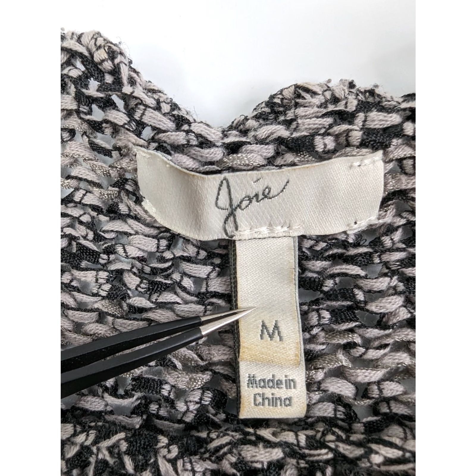 Joie JOIE Gray Striped Long Sleeve Open-Knit Pullover Sweater M Shirt/Top Women Knit Cotton Blend Regular U61-7987 Size M / US 6-8 / IT 42-44 - 7 Thumbnail