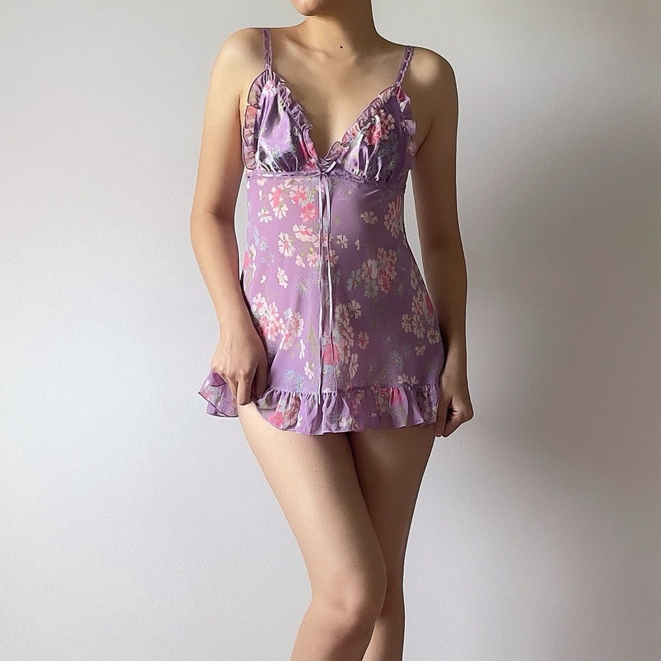 Victoria's Secret Victoria’s Secret Floral Chiffon Mini Slip Dress (XS) Size XS / US 0-2 / IT 36-38 - 5 Thumbnail