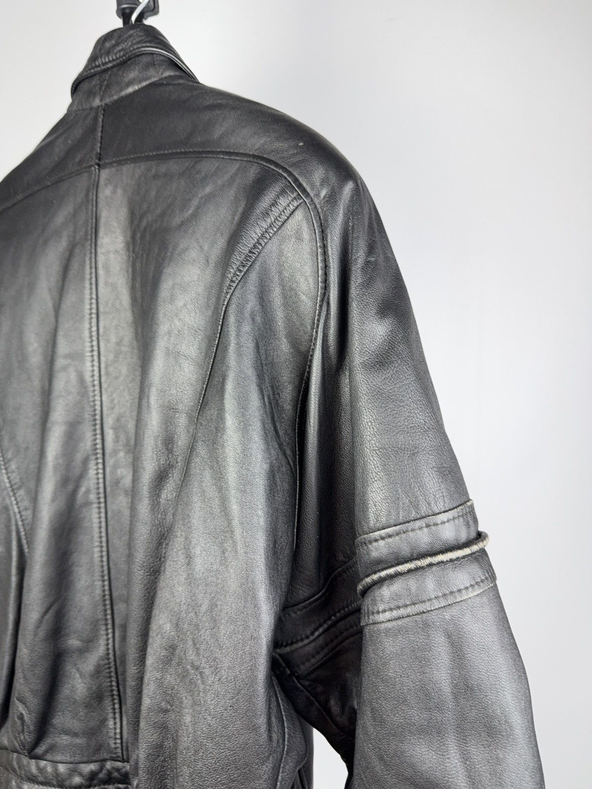 Leather Vintage 90s Genuine Leather MOTO Bomber Jacket Rock Punk Size US L / EU 52-54 / 3 - 18 Thumbnail