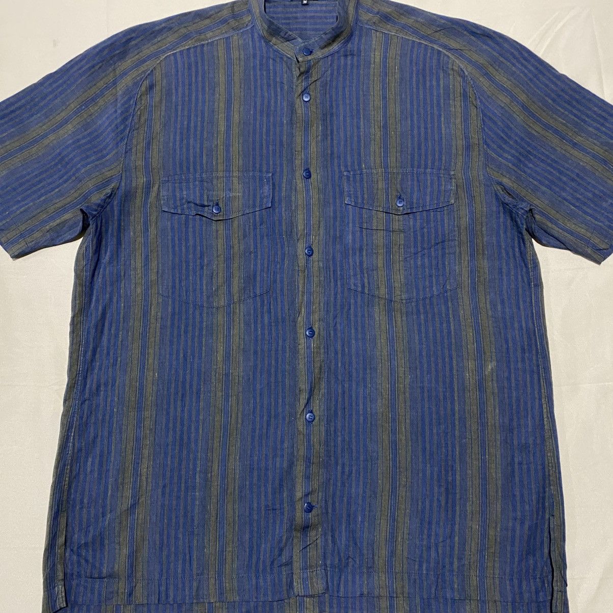 Issey Miyake Vtg Issey Miyake Plaid Striped Sanghai Collar Shirt Button Size US XL / EU 56 / 4 - 2 Thumbnail
