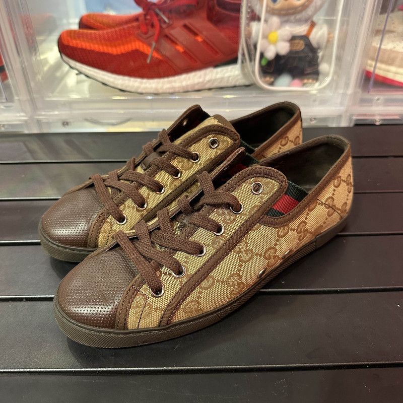 Gucci Monogram Canvas Casual Sneakers in Dark Wood