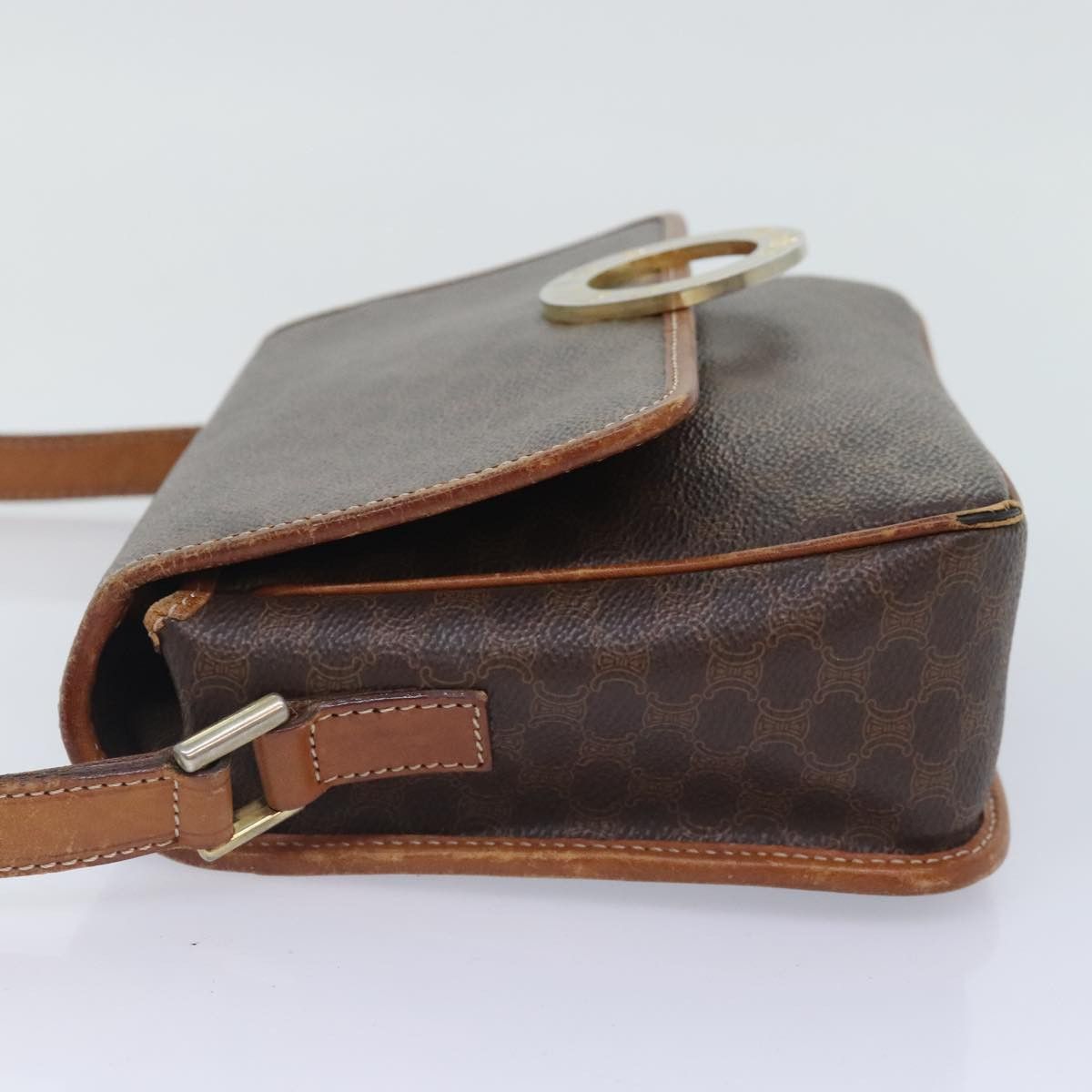 Celine CELINE Macadam Canvas Shoulder Bag Pvc Leather Brown Gold Size ONE SIZE - 3 Thumbnail