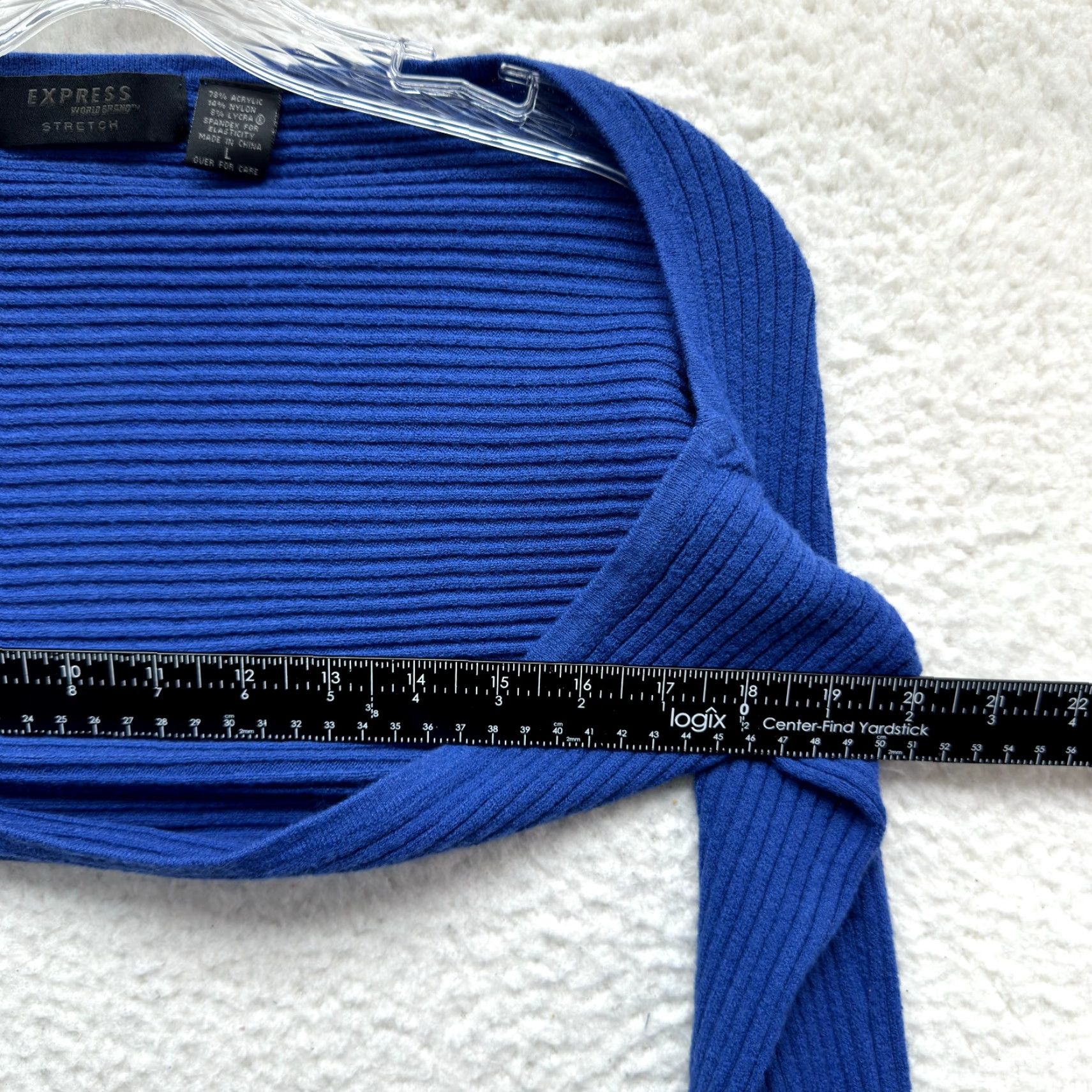 Express VINTAGE 90s Y2K Bolero Shrug Crop Cardigan Top Knit Blue L Express Shirt Grunge Boho Fairy Mens? Womens? Size L / US 10 / IT 46 - 4 Thumbnail